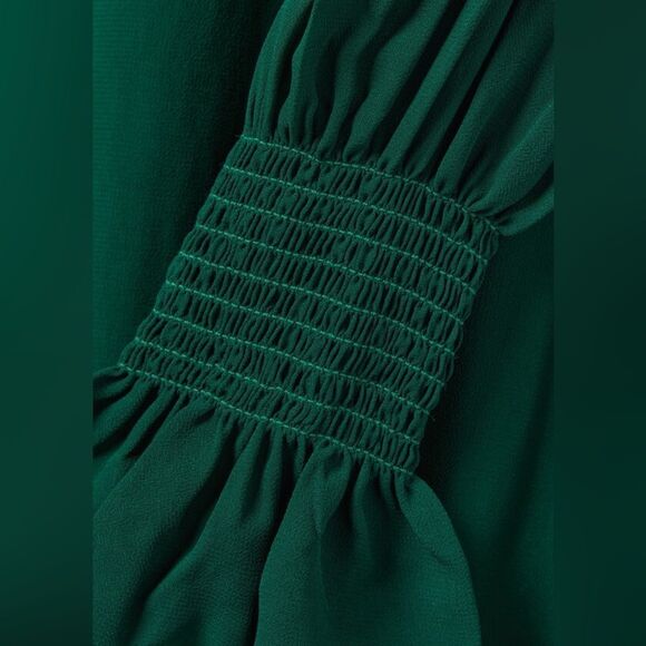 Reformation Archie Shirred Georgette Mini Dress Green Women’s 4 Long-Sleeve High - Picture 11 of 14